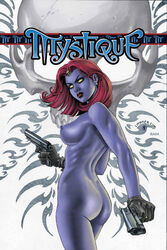 1girls ass blue_skin breasts comic_cover edit female female_only joseph_michael_linsner marvel marvel_comics mystique red_hair solo straight_hair studio_f tagme x-men yellow_eyes