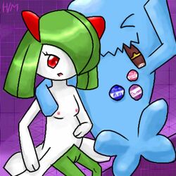 housyasei_san kirlia nintendo pokemon pokemon_(species) pokemon_gsc pokemon_rse wobbuffet