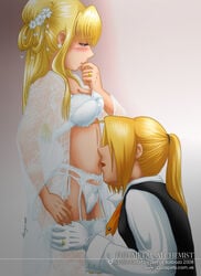 aquarina bride edward_elric female fullmetal_alchemist lingerie male romantic straight wedding_night winry_rockbell