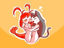 animal_humanoid arthropod blush chlomaki crustacean feline female funamusea furs kissing lobco lobster mammal marine nekuzx saliva saliva_string tongue wadanohara_and_the_great_blue_sea yuri