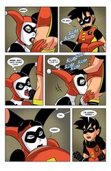 ass batman:_the_animated_series batman_(series) big_ass big_breasts big_butt bodysuit clothed clothed_sex clothing clothing_aside comic dc dc_comics dcau fellatio glassfish handlebars handles harley_quinn harley_quinn_(classic) male oral pants_down robin_(dc) robin_(tim_drake) size_difference small_ass tim_drake young younger_male