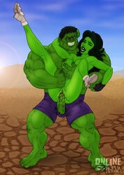 1boy 1girls big_breasts boots breasts cousins female green_skin hulk hulk_(series) incest male male/female marvel marvel_comics muscular_male naked_female nipples online_superheroes penis sex she-hulk straight unknown_artist veiny_penis