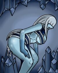 abs ass blue_skin breasts canastus hair_over_eyes ice insertion league_of_legends lissandra masturbation pussy_juice white_hair