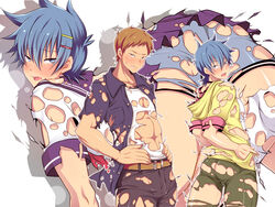 2boys abs ass blush fukai_ni_nemuru_oujo_no_abaddon looking_at_viewer male_only multiple_boys muscle sakuraprin torn_clothes