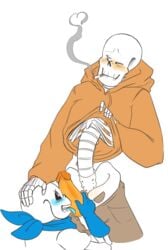 animated_skeleton blush bone cigarette clothed_sex fellatio incest male oral papyrus_au penis sans sans_au sex simple_background skeleton smoking tongue tongue_out undead underswap undertale_au unknown_artist white_background yaoi