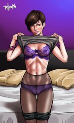 female female_only lingerie moira_burton radprofile resident_evil resident_evil_revelations_2 shirt_lift solo