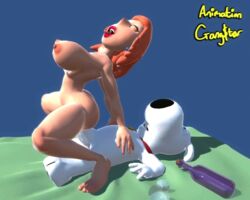 3d animated animation_gangstar bed bouncing_breasts breasts brian_griffin canine dog family_guy human interspecies lois_griffin mammal on_top pussy red_hair reverse_cowgirl_position sex size_difference stomach_bulge tongue vaginal_penetration