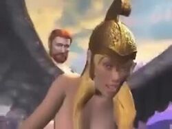 3d angel animated balls beard blonde blonde_hair from_behind from_behind_position girl_on_top helmet orgasm orgasm_face penis phoenix red_hair soldier testicles video wings