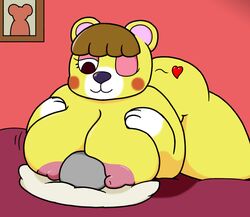 2016 ambiguous_gender animal_crossing anon anthro areola bear big_breasts blush breast_smother breasts duo faceless_male female female/ambiguous huge_breasts larger_female male mammal mr.under nintendo nipples nude simple_background size_difference smaller_ambiguous smile smothering tammy_(animal_crossing) video_games wide_hips