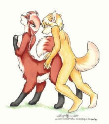 2003 ambiguous_penetration anthro anthro_on_taur anthro_penetrating anthro_penetrating_taur blonde_hair breast_grab breasts canid canid_taur canine canine_taur chiratani closed_eyes dipstick_tail doggy_style duo female female_penetrated fox fox_taur fur gloves_(marking) hair hand_on_breast kacey lamsain leg_markings male male_penetrating male_penetrating_female mammal mammal_taur markings multicolored_tail nude penetration penile_penetration quadruped red_body red_fur sex socks_(marking) straight taur taur_penetrated yellow_body yellow_fur