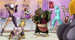 1boy 6+girls 6girls alternate_outfit animated anju ass bar bar_stool batmetal beer_bottles blonde blue_skin cia_(the_legend_of_zelda) clothed clothing cremia darkeyedbeast deviantart dress earrings elf_ears female fin finger_gun fish_girl ganondorf ganondorf_(wind_waker) harem hyrule_warriors interspecies larger_male long_hair male malon midna multi_eye multiple_girls nintendo ocarina_of_time on_all_fours orange_hair party princess_ruto princess_zelda red_hair short_hair size_difference skirt smaller_female the_legend_of_zelda the_legend_of_zelda:_majora's_mask the_legend_of_zelda:_ocarina_of_time the_legend_of_zelda:_the_wind_waker the_legend_of_zelda:_twilight_princess thick_thighs thigh_gap twerking twili twilight_princess white_hair wide_hips wind_waker zelda_(hyrule_warriors)