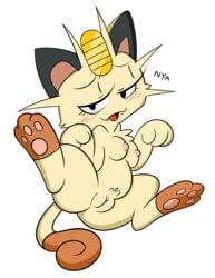 blush breasts feline female fenix31_(artist) fur furry furry_only hi_res mammal meowth nintendo nipples pawpads paws pokémon_(species) pokemon praiz pussy solo spread_legs spreading tail text video_games