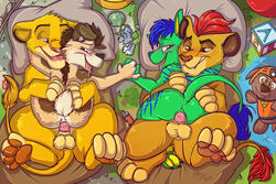 4boys anal anal_sex animal_genitalia anthro anthro_on_feral balls barbed_penis canine crossover disney drooling duo feline feral fuf furry gay group high-angle_view kion lion looking_pleasured lying male male_only mammal naughty_face nude on_back parallel_sex paw_patrol pawpads penetration penis reverse_missionary_position saliva sex sheath simba smile straddling the_lion_guard the_lion_king tongue tongue_out toy wolf yaoi