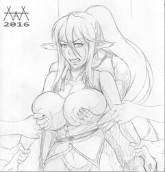 aaaninja centorea_shianus female male monochrome monster_musume_no_iru_nichijou sex sketch straight traditional traditional_art