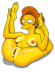 accurate_art_style barefoot edna_krabappel female nude nude_female shaved_pussy tagme tanline the_simpsons zooor