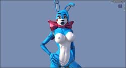 3d animatronic blue_skin bonnie_(fnaf) breasts disembowell_(artist) erect_nipples female five_nights_at_freddy's five_nights_at_freddy's_2 green_eyes lagomorph lips looking_at_viewer machine mammal nipples pussy rabbit robot solo toy_bonnie_(fnaf) white_skin