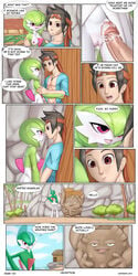 1girls 2016 2boys after_sex ambiguous_gender anthro areolae back big_breasts big_penis black_eyes blush breasts brown_eyes brown_hair clothed clothing comic cum cum_in_pussy cum_inside dialogue english_text erect_nipples erection eye_contact female gallade gardevoir geodude graveler green_hair hair half-closed_eyes hi_res human humanoid interspecies male mammal masterploxy necklace nintendo nipples nude open_mouth page_40 penis pink_eyes pokemon pokemon_(species) pussy red_eyes sex shirt short_hair smile standing text vaginal_penetration veins veiny_penis video_games