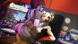 1futa 3d animated ass balls blonde_hair bodysuit breasts bubble_butt cowgirl_position dickgirl erection female futa_on_female futanari intersex jiggle mei_(overwatch) mercy no_sound overwatch penis shorter_than_30_seconds shorter_than_one_minute soldier_76 source_filmmaker testicles tin-sfm video widowmaker