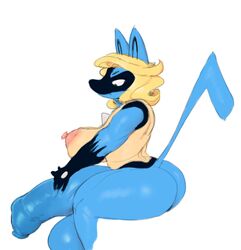 1futa anthro anthro_only areolae back big_ass black_eyes blonde_hair blue_fur breasts canine dickgirl erect_nipples erection foreskin furry futa_only futanari huge_breasts hyper hyper_penis hyper_testicles intersex lucario masturbation moonrze nipple nipples nude penis pokemon pokemon_(species) sitting solo spikes tail testicles uncut white_background