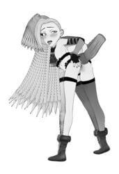 1girls 3d ahe_gao anal anal_sex animated anus ass bare_shoulders bent_over big_penis black_and_white black_gloves blush boots braid doggy_style female fingers flat_chest from_behind_position full_body gif gloves grey_eyes grey_hair grey_legwear hand_on_ass hands hips jinx_(league_of_legends) league_of_legends legs legwear light_skin long_hair looking_back mouth nail open_mouth penis pussy shoes skuddbutt standing standing_sex stocking stomach tied_hair tiptoes tongue tongue_out twin_braids very_long_hair white_legwear wink