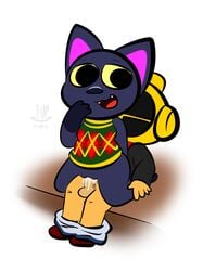 1-upclock animal_crossing anthro balls cum duo feline female human kiki_(animal_crossing) male mammal nintendo open_mouth orgasm penetration penis pussy sex simple_background straight vaginal_penetration video_games