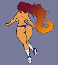 1girls ass athletic athletic_female back back_view big_ass big_breasts big_butt breasts curvaceous curvy curvy_female curvy_figure dat_ass dc dc_comics fat_ass favorite female female_focus female_only floating flying hair hi_res highres hourglass_figure koriand'r legs long_hair orange_skin red_hair shoes short_shorts shorts simple_background socks solo solo_female starfire superheroine tamaranean teen_titans thick_thighs thighs thong topless wide_hips xelsword