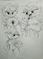 <3_eyes almonds_(artist) antennae anthro arthropod breasts breath disney disney_channel eyelashes faceless_male female fly hair heart insects larger_male licking maggie_pesky male monochrome multi_arm multi_limb nipples nude open_mouth pussy size_difference smaller_female smile the_buzz_on_maggie tongue tongue_out toon_disney traditional_media_(artwork) urethral wings