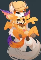 anal anal_sex brown_eyes chest_tuft fur gnar happy hat kristrace league_of_legends male multicolored_fur orange_fur penis riot_games sex testicles the_daytona_pro tongue tongue_out tuft tusks yaoi yordle