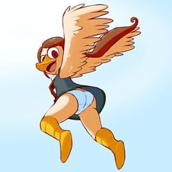 1girls animal_humanoid anthro avian beak brown_hair dress female flying fupoo looking_at_viewer medli panties red_eyes smile solo solo_female the_legend_of_zelda the_wind_waker upskirt white_panties wind_waker wings young