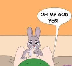 anthro bed big_breasts bonnie_hopps breasts clothing disney fellatio female feral handjob human human_on_anthro interspecies lagomorph male mammal mature_female nude oral penis rabbit sex thatgtaguy zootopia