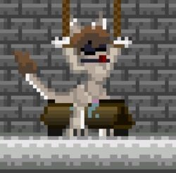 animated bondage bound female ferrin forced nude pixel_art pussy rape starbound travelling_merchant