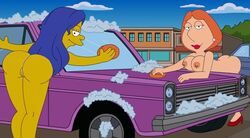 accurate_art_style big_ass big_breasts big_butt bimbo bimbofied crossover family_guy female female_only lois_griffin marge_simpson matt_groening_(copyright) multiple_girls naked naked_female nipple_slip nipples nude nude_female screencap screenshot screenshot_edit tagme the_simpsons