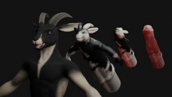 after_transformation animate_inanimate anthro before_transformation body_horror bovid caprine cock_transformation erection eyewear genitals glasses goat grey_background indi_(kestenan) kestenan_(artist) limb_regression male mammal mid_transformation part penis permanent sequence simple_background solo transformation wearing_glasses werecock