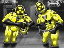 black_body boner bulge dronification gay goo hypnosis male male_only null null_bulge nullification rubber rubber_clothing rubber_suit shiny_ass shiny_skin shirt transformation