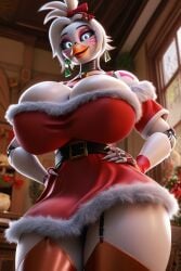 1girls 3 3d absurd_res ai_generated bed big_breasts blush blushing_at_viewer blushing_female breast_out breasts cameltoe christmas christmas_outfit exposed exposed_breasts exposed_nipples facepaint female five_nights_at_freddy's five_nights_at_freddy's:_security_breach furry glamrock_chica_(fnaf) green_clothing hi_res high_resolution highres large_breasts leopard_print looking_at_viewer looking_pleasured nipples nipples_outside nipples_visible pink_ribbon pink_ribbon_in_hair ravenomega showing_breasts thick thick_ass thick_legs white_body white_fur