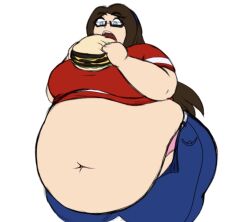 bbw belly big_belly breasts burger eating eating_burger eating_food fat fat_belly fat_female huge_belly obese obese_female panties plump punishart unbuttoned_pants