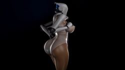 3d animated ass bare_legs big_ass big_butt breasts butt curvy dark-skinned_female dark_skin female haydee haydee_(game) huge_ass huge_butt leotard nipples source_filmmaker thick thick_thighs tilesqual white_leotard wide_hips