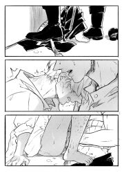 2boys 2d 2d_(artwork) 2d_artwork 2male 2males 2man 2men bitting_lip blush blush_lines blushing blushing_male blushing_profusely breath breath_cloud colorless comic comic_page dress_shirt earrings gay gay_male gay_sex half_clothed half_clothed_male half_dressed half_naked half_nude handjob head_on_shoulder homo homoerotic homosexual homosexual_male homosexual_sex jinzxz leg_hair male male_only manga_style motion_lines movement_lines one_piece open_mouth page_1 page_number pants_down roronoa_zoro sanji sanji_(one_piece) short_hair sitting standing sweat sweatdrop sweating sweaty sweaty_body toe_curl uncolored vinsmoke_sanji yaoi zoro_(one_piece)