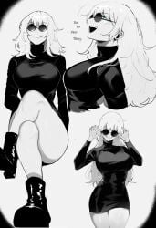 1girls adjusting_eyewear big_ass big_breasts breasts curvy dress female female_only genderswap genderswap_(mtf) gojo_satoru hair hourglass_figure huge_breasts jujutsu_kaisen long_hair masoq095 rule_63 satoru_gojo sunglasses thick_thighs tinted_eyewear voluptuous white_hair wide_hips