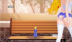 1girls arrancon blonde_female blonde_hair clothed_female dildo dildo_sitting heart_shape long_hair long_hair_female rwby solo_female walking_away yang_xiao_long