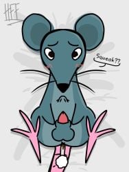 balls bedding_background blue_fur blush english english_dialogue english_text h0rnyforferal ibispaint_(artwork) ibispaintx laying_on_bed looking_at_viewer male male_only pink_penis q-tip q_tip questionable rat rat_ears rat_tail signature simple_coloring simple_shading speech_bubble spreading_legs stomach_bulge what whiskers zoophilia