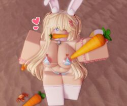 1girls 3d areola_slip bikini carrot costume cute cute_face hi_res highres holding_object huge_breasts kisarazu_senh60 rabbit rabbit_ears rabbit_girl rabbit_tail roblox robloxian source_request tagme thick thick_legs thick_thighs thin_waist