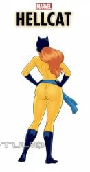 1girls arms_on_waist back_view big_ass big_butt big_thighs bodysuit boots bubble_ass bubble_butt calf_boots cat_ears cowl curvy curvy_female curvy_figure deviantart elbow_gloves fake_animal_ears fat_ass fat_butt ginger ginger_female ginger_hair gloves hellcat_(marvel) juanvargas6600 knee_boots long_hair marvel marvel_comics mask patsy_walker redhead redhead_female redheaded_female sash solo_female superhero superheroine tight_clothes tight_clothing wide_ass wide_hips wide_thighs yellow_bodysuit