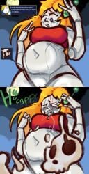 accidental_death accidental_digestion belly big_belly burp burping burping_up_skull cave_story chubby chubby_belly chubby_female curly_brace digestion digestion_noises eviltqf female female_pred post-digestion post-vore regret tummy vore vore_belly