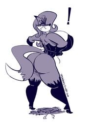 ! 2016 angry anthro ass auntie_vixen big_breasts big_butt bottomless breasts canine clothed clothing eyewear female fox glasses huge_breasts huge_butt mammal mature_female pussy smutbooru solo