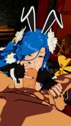 1boy 1girls 3d ahe_gao arc_system_works blowjob blowjob_face blue_hair bunny_ears bunnysuit cheating cheating_wife cum cum_in_mouth cum_on_face dizzy_(guilty_gear) drooling family_sex father_and_daughter guilty_gear guilty_gear_strive happy_sex high_resolution highres huge_cock incest licking licking_penis lolikill muscular_male pov pov_eye_contact pressing_breasts_together queen_dizzy reverse_bunnysuit sol_badguy