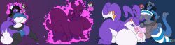 absurd_res anthro big_breasts bodily_fluids breasts canid canine clothing digital_media_(artwork) dragon duo fellatio fox generation_6_pokemon genital_fluids genitals goodra gynomorph gynomorph/gynomorph hi_res holding_object holding_pokeball huge_breasts imric1251 intersex intersex/intersex legwear lyritha_(bluuwolf) mammal marine mythological_creature mythological_scalie mythology nintendo nude oral pattern_clothing pattern_legwear pattern_stockings penile penis pokeball pokemon pokemon_(species) precum purple_body scalie sequence sex simple_background smile sorez_(mastersorez) species_transformation standard_pokeball standing stockings story story_in_description striped_clothing striped_legwear striped_stockings stripes tail transformation