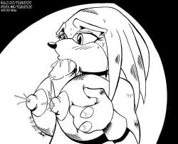 2022 anthro areola big_breasts big_penis black_nose blush bodily_fluids breast_play breasts clothing cum cum_in_mouth cum_inside dated duo echidna erect_nipples faceless_character faceless_male fellatio female genital_fluids genitals gloves half-closed_eyes handwear knuckles_the_echidna lactating male male/female mammal monochrome monotreme muscular muscular_arms narrowed_eyes nipples oral pen_(artwork) penile penis rule_63 sega sex signature simple_background sonic_(series) sonic_the_hedgehog_(series) spiked_knuckles sweat tendrils text tiquitoc titjob traditional_media_(artwork) url