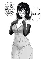 artist_request big_breasts blush breasts bribe bribery_with_sex chainsaw_man dialogue elbow_gloves english_text hourglass_figure imminent_sex lace lace_trim large_breasts lingerie long_hair looking_at_viewer mitaka_asa miyajiwm navel nightgown nipple_bulge nipples nipples_visible_through_clothing panties prosthetic prosthetic_arm prostitution scar scar_on_face see-through see-through_clothing sex_as_payment skindentation speech_bubble spiral_eyes thick_thighs thighs translucent translucent_clothing yoru_(chainsaw_man)