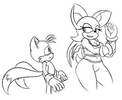 2016 anthro bat big_breasts breasts canine cleavage clothed clothing duo erection female fox hyoumaru male mammal penis polarplunge rouge_the_bat sonic_(series) tails